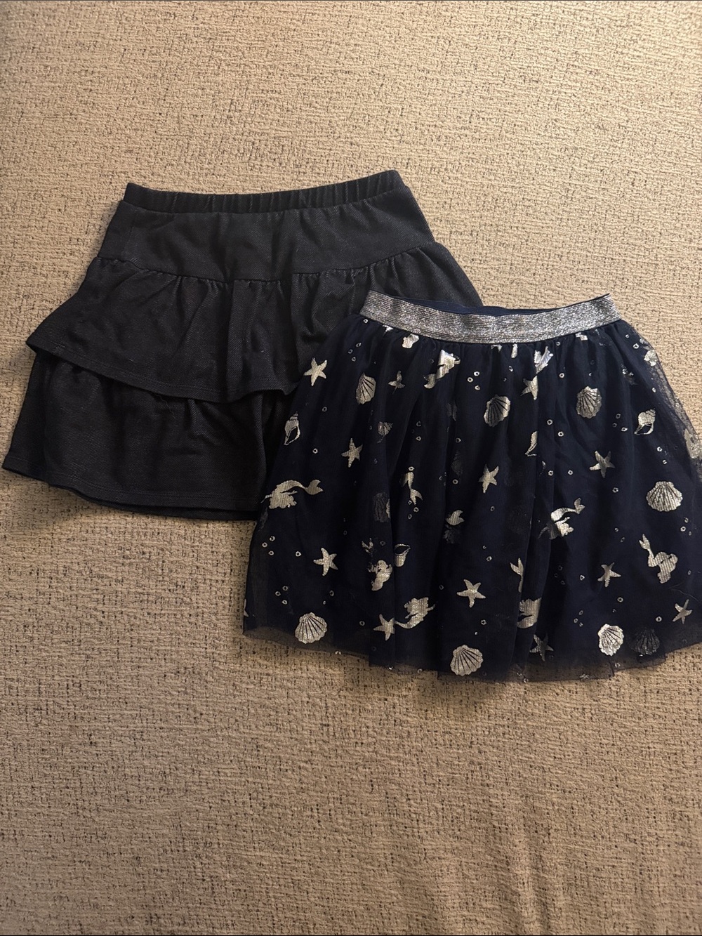 jumping beans Navy Layered Skirt & Navy Tulle Skort with Silver Seashells